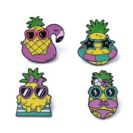 Black Alloy Brooches, Pineapple Enamel Pins, for Backpack Clothes