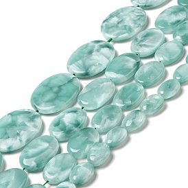 Brins de perles de verre naturel, Grade a, oeuf, bleu aqua