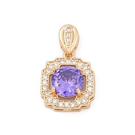 Латунные микро проложить кубического циркония подвески, квадратных амулеты, долговечный, без свинца и без кадмия