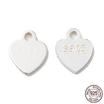 925 Sterling Silver Chain Extender Drop, Chain Tabs, Heart Charms, with S925 Stamp