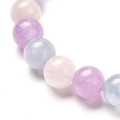 Bracelet extensible en pierre pour fille femme, bracelet aigue-marine naturelle & quartz rose & perles d'améthyste