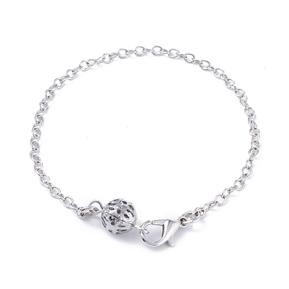 Железный браслет с полым круглым звеном и латунной кабельной цепью для мужчин и женщин