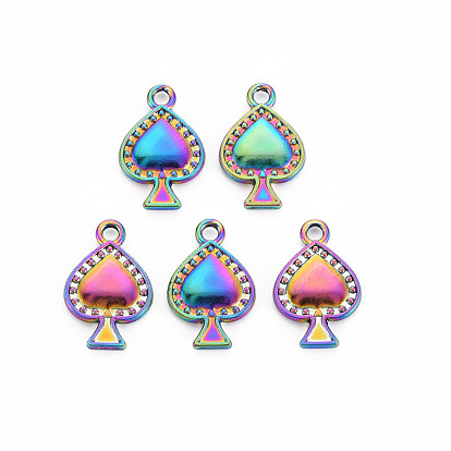 Rack Plating Rainbow Color Alloy Pendants, Cadmium Free & Nickel Free & Lead Free, Spade