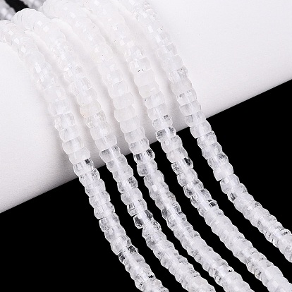 Natural Quartz Crystal Beads Strands, Rock Crystal, Rondelle, Faceted