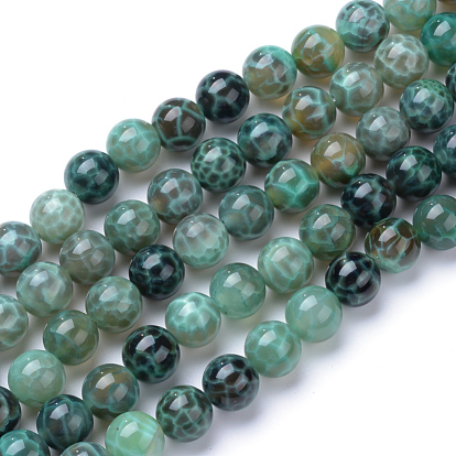 Natural Crackle Agate Bead Strands, Dyed, Round