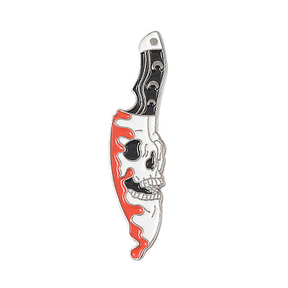 Alloy Enamel Brooches, Knife with Skull