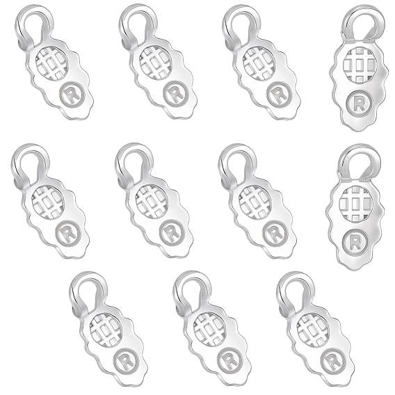 10Pcs Alloy Pinch Bails, Glue-on Flat Pad Bails for Pendant Making, Oval/Leaf