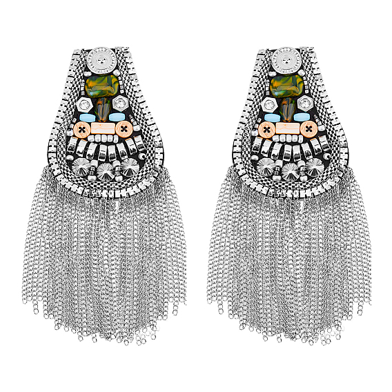 2 модные погоны с кисточками, значок на плече, с цепочками из сплава и булавкой, ткань выводы