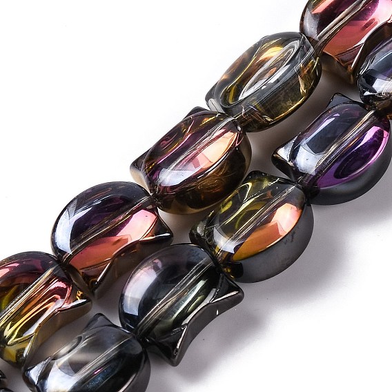 Стеклянные бусины с гальваническим покрытием , с половиным покрытием, форма кошки