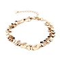 Brass Flat Round Charm Anklets, with 304 Stainless Steel Lobster Claw Clasps