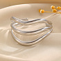 Полые 304 из нержавеющей стали манжета браслеты, браслеты из трех нитей для женщин, волна