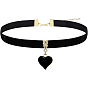 Женские ожерелья-чокеры из черного бархата с подвеской в виде сердца из сплава и эмали, золотые