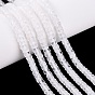 Natural Quartz Crystal Beads Strands, Rock Crystal, Rondelle, Faceted