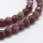 Natural Lepidolite/Purple Mica Stone Beads Strands, Faceted, Round