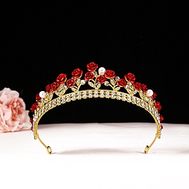 European Bridal Crown, Alloy with Plastic Imitation Pearl Hair Accessories for Wedding, Birthday, Party