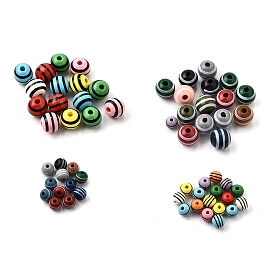 Набивные шима деревянные бусины, круглый с полосой