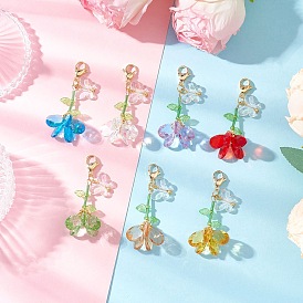 Наборы украшений в виде бабочки из стеклянного бисера и акрилового камня ручной работы, с поворотными карабинами из сплава, подвесные украшения