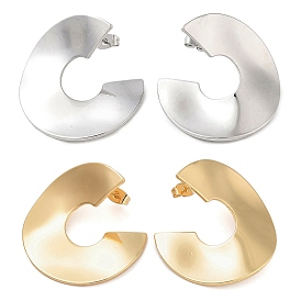 Brass C-Shaped Stud Earrings