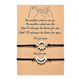Minimalist Creative Alloy Moon Sun Bracelet for Couples with Handwritten Card