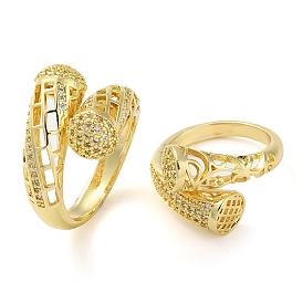 Rack Plating Brass Micro Pave Cubic Zirconia Open Cuff Rings