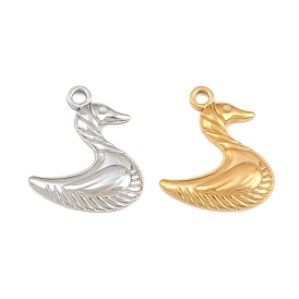 304 Stainless Steel Pendants, Swan Charms
