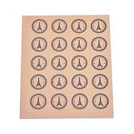 Autocollants d'étanchéité Saint Valentin, étiquette autocollant photo autocollants, pour l'emballage cadeau, plat rond avec tour eiffel et mot