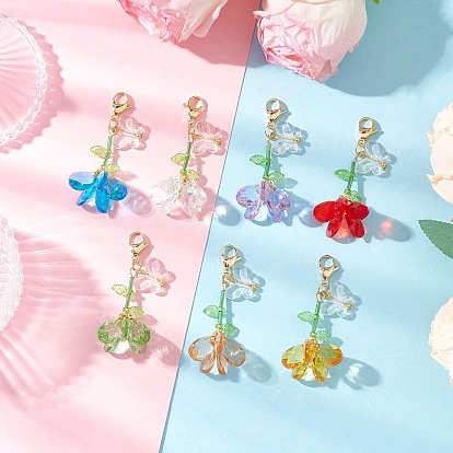 Наборы украшений в виде бабочки из стеклянного бисера и акрилового камня ручной работы, с поворотными карабинами из сплава, подвесные украшения