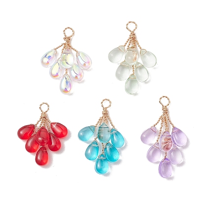 Светло-золотистые медные проволочные подвески из прозрачного стекла, виноградное очарование