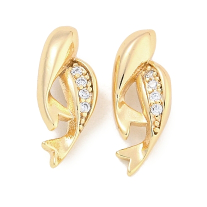 Подвески из латуни с микропаве и прозрачным кубическим циркониемn, прелести дельфинов