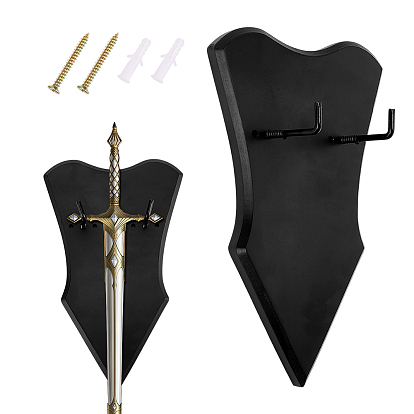 Pine Wood & Iron Sword Katana Holder Stand, Bracket Samurai Sword Display Easels