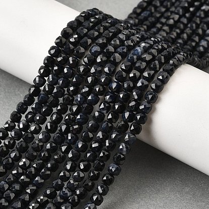 Бусины из натурального черного сапфира, класс АА, граненые, кубические