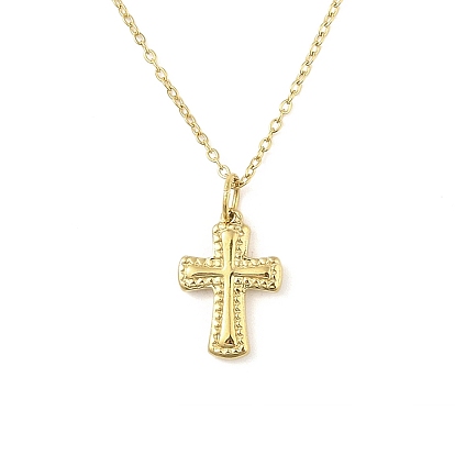 Ion Plating(IP) 304 Stainless Steel Pendant Necklaces for Women, Cross