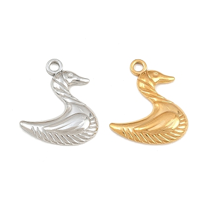 304 Stainless Steel Pendants, Swan Charms