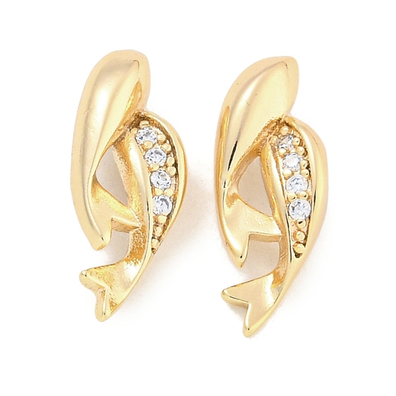 Подвески из латуни с микропаве и прозрачным кубическим циркониемn, прелести дельфинов