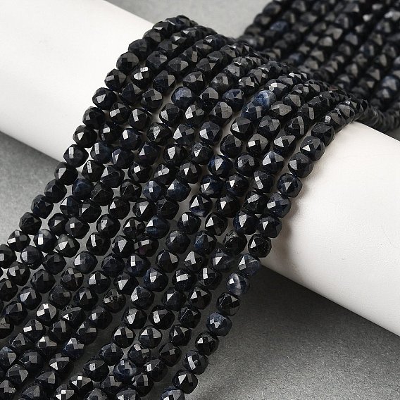 Бусины из натурального черного сапфира, класс АА, граненые, кубические