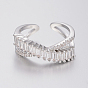Brass Micro Pave Cubic Zirconia Finger Rings, Cuff Rings, Open Rings