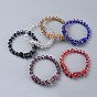Bracelets élastiques en verre facetté, avec perles rondes en pâte polymère avec strass et 304 perles d'espacement en acier inoxydable