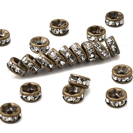 Латунные бусины разделители для поставки стразов, класс AAA, прямой фланец, без никеля , античная бронза, рондель, 6x3 мм, отверстие : 1 мм