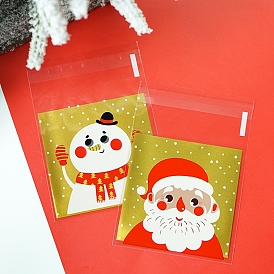 Self-Adhesive OPP Cellophane Bag, Christmas Theme, Bakeware Accessoires, for Mini Cake, Cupcake, Cookie Packing, Square
