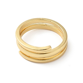 Rack Plating Brass Wire Wrap Double Ring for Women, Lead Free & Cadmium Free