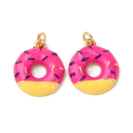 Латунь эмаль подвески, с целью перехода в кольце, пончик очарование, золотые