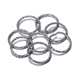 304 Stainless Steel Twisted Open Jump Rings, Diamond Cut Textured Round