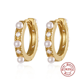 Vintage Pearl Hoop Earrings - Simple and Fashionable Sterling Silver Ear Jewelry for Women