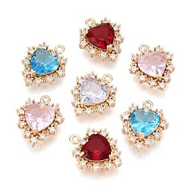 Латунные микро проложить кубических подвески циркония сердце, сердце, долговечный, золотые