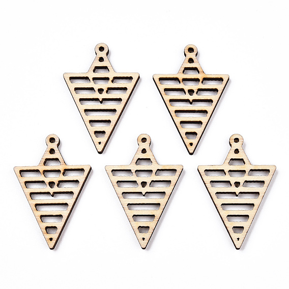 Подвески из неокрашенного натурального дерева тополя, полые треугольные подвески