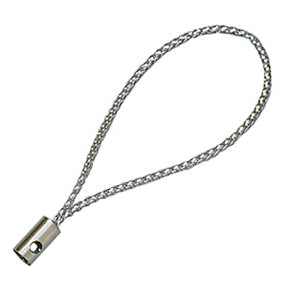 Cord Loop with Alloy Findings and Metal Purl Cord, 5cm, Hole: 1.8mm