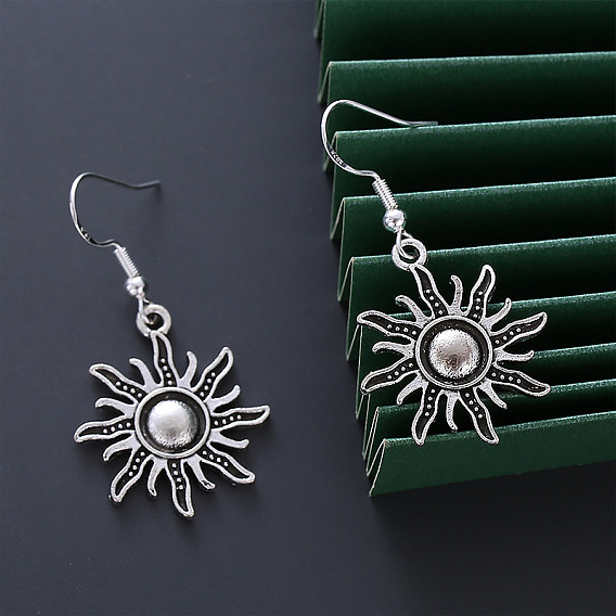 Серьги-подвески из латуни и сплава, античное серебро