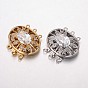 Латунь кубического циркония коробка застежками, без кадмия, без никеля и без свинца, овальные, 30x30x11 мм, Отверстие: 1.5 & 2.5 мм