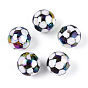 Непрозрачные акриловые бусины с УФ-покрытием, радужный, футбол