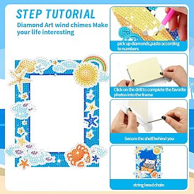 DIY Christmas Theme Photo Frame Diamond Painting Kit, Including Resin Rhinestones Bag, Diamond Sticky Pen, Tray Plate and Glue Clay